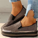 Wearing thick soled lazy casual rhinestones, Korean version versatile student shoe trend