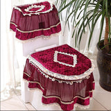 Lace 3 piece Set Toilet Seat Cover U-shaped  Mats Bathroom Decoration