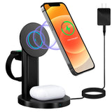 Magsafe Magnetic 3 in 1 Wireless Charger Stand 15W Fast Charge Mobile Phone Watch Headphones