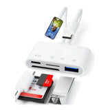 Dual line 4-in-1 mobile card reader suitable for Apple TypeC to TF/SD/USB/USB-C charging adapter