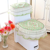 Lace 3 piece Set Toilet Seat Cover U-shaped  Mats Bathroom Decoration