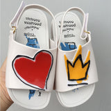 Crown and Red Heart Mini Sandals Summer Rain Shoes Jelly Shoe