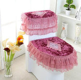 Lace 3 piece Set Toilet Seat Cover U-shaped  Mats Bathroom Decoration