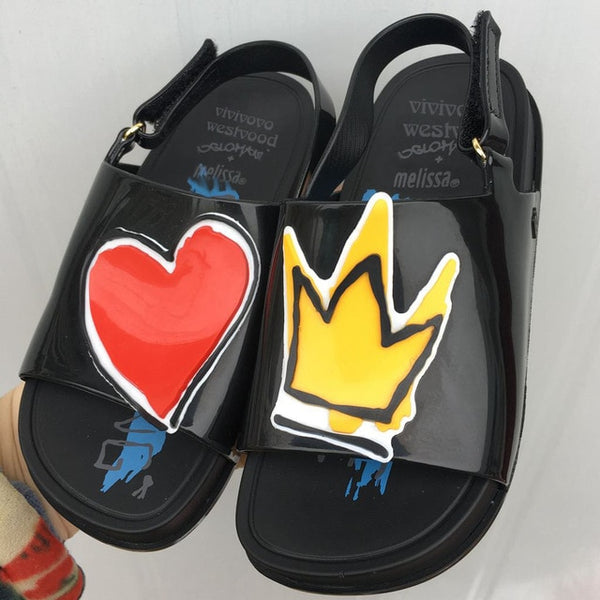 Crown and Red Heart Mini Sandals Summer Rain Shoes Jelly Shoe