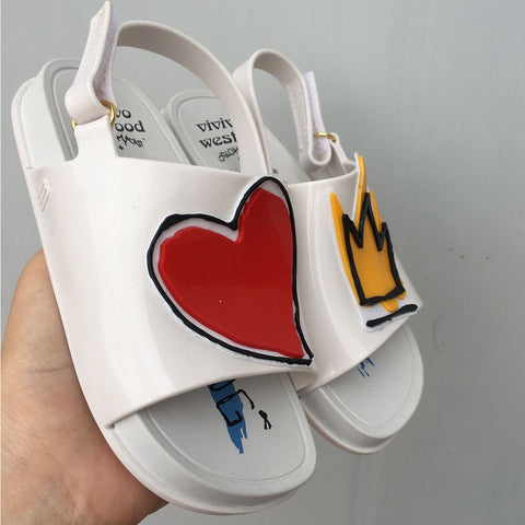 Crown and Red Heart Mini Sandals Summer Rain Shoes Jelly Shoe