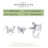 925 Sterling Silver Jewelry Set Vintage Butterfly Rings & Earrings Jewelry Sets Wedding Engagement Jewelry