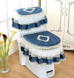 Lace 3 piece Set Toilet Seat Cover U-shaped  Mats Bathroom Decoration