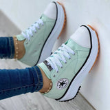 Leisure single shoe women's solid color thick sole lace up canvas shoes casual shoes