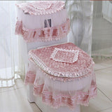 Lace 3 piece Set Toilet Seat Cover U-shaped  Mats Bathroom Decoration