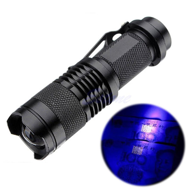 Zoomable LED UV Flashlight SK68 Violet Light 1200LM Adjustable Focus 3 Modes  Lamp Used By AA Or 14500 Battery(365nm)