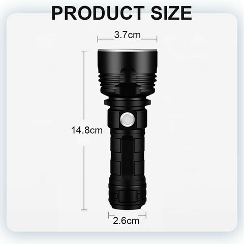 New P50 Strong Light Fixed Focus Flashlight Power Display USB Charging Outdoor Lighting Strong Light Flashlight