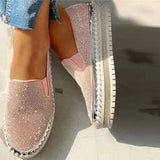 Wearing thick soled lazy casual rhinestones, Korean version versatile student shoe trend