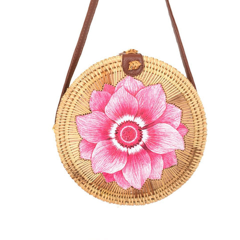 Straw Bag Summer Beach Bag Round Women's Shoulder Bag Messenger Bag