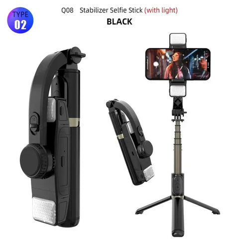 Q08 Gimbal Stabilizer Mobile Phone Video Stabilizer Bluetooth Selfie Stick Tripod for Smartphone Live Vertical Shooting Bracket