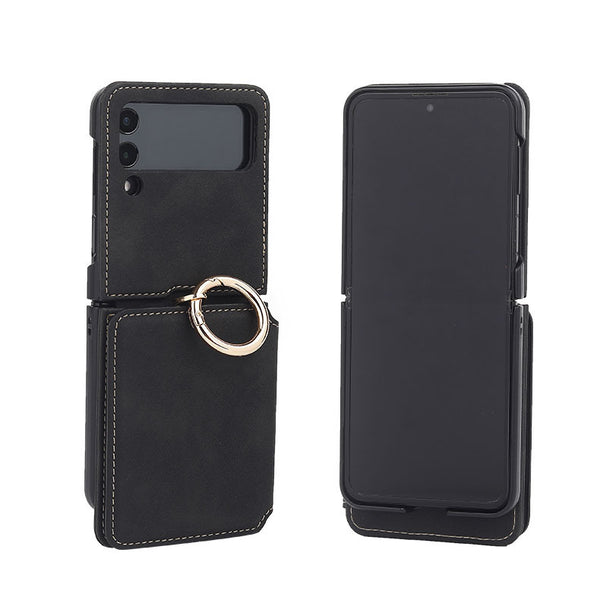 Suitable for Samsung ZFlip4 folding phone case, Huawei P50 ring phone leather case, ZFlip3 wallet phone case