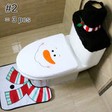 Toilet Foot Pad Seat Cover Cap Christmas Decorations Happy Santa Toilet Seat Cover and Rug Bathroom Accessory Santa Claus