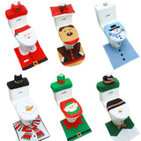 Toilet Foot Pad Seat Cover Cap Christmas Decorations Happy Santa Toilet Seat Cover and Rug Bathroom Accessory Santa Claus