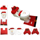 Toilet Foot Pad Seat Cover Cap Christmas Decorations Happy Santa Toilet Seat Cover and Rug Bathroom Accessory Santa Claus