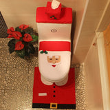 Toilet Foot Pad Seat Cover Cap Christmas Decorations Happy Santa Toilet Seat Cover and Rug Bathroom Accessory Santa Claus