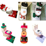 Toilet Foot Pad Seat Cover Cap Christmas Decorations Happy Santa Toilet Seat Cover and Rug Bathroom Accessory Santa Claus